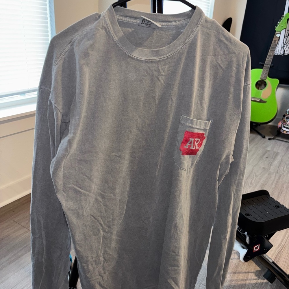 Comfort Colors Grumpy Pig AR Gray Long Sleeve Shirt Size Large